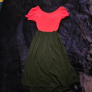 Coveted Clothing Vibrant Red and Black High Low Dress